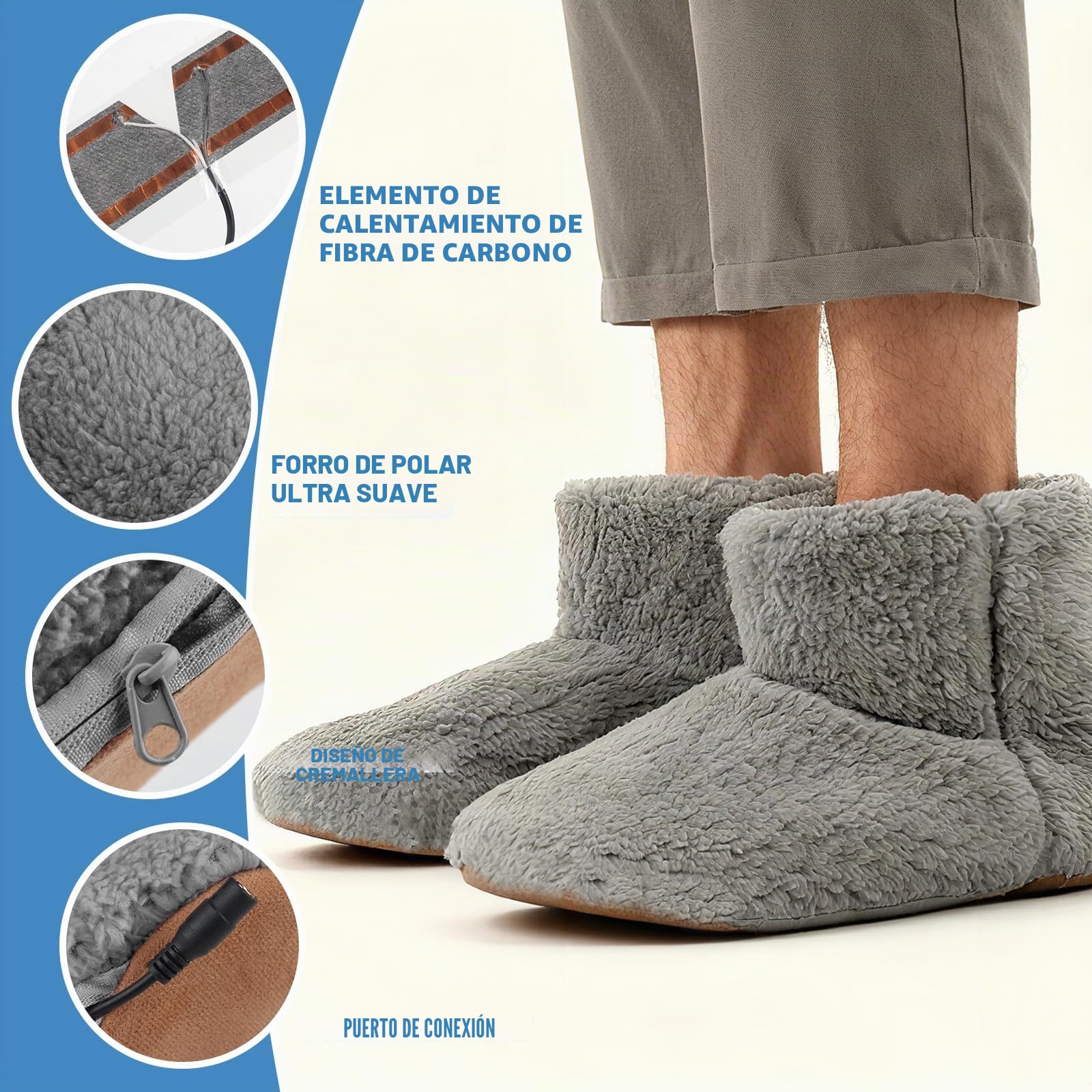 Calentador De Pies Electrico, Zapatillas Con Calefacción Eléctrica, Zapatillas De Calefacción Por USB, Calentadores De Pies Eléctricos, Zapatill Calefactables Para Adultos Interior Y Exterior (39-43)
