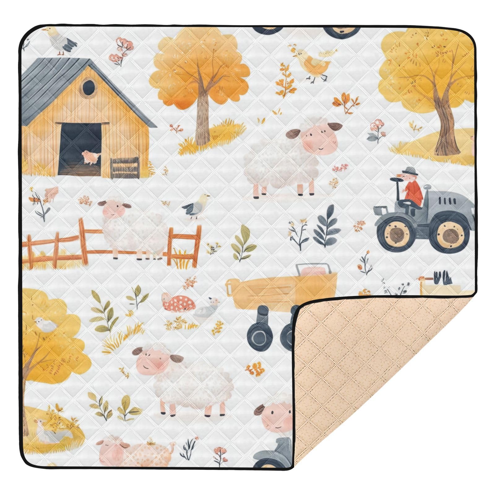 Kigai Farm Animals Baby Play Mat for Floor and Playpen 50x50 inch Non-Slip Baby Activity Playmat Waterproof Foldable Crawling Mat for Infants Toddlers