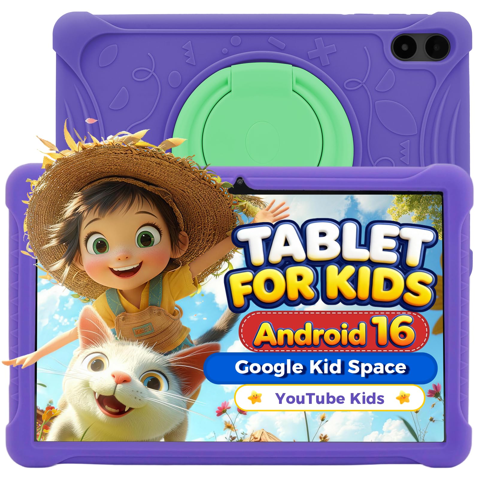 Kinder Tablet 10 Zoll mit Stoßfester Hülle, Elternkontrolle, Android 16