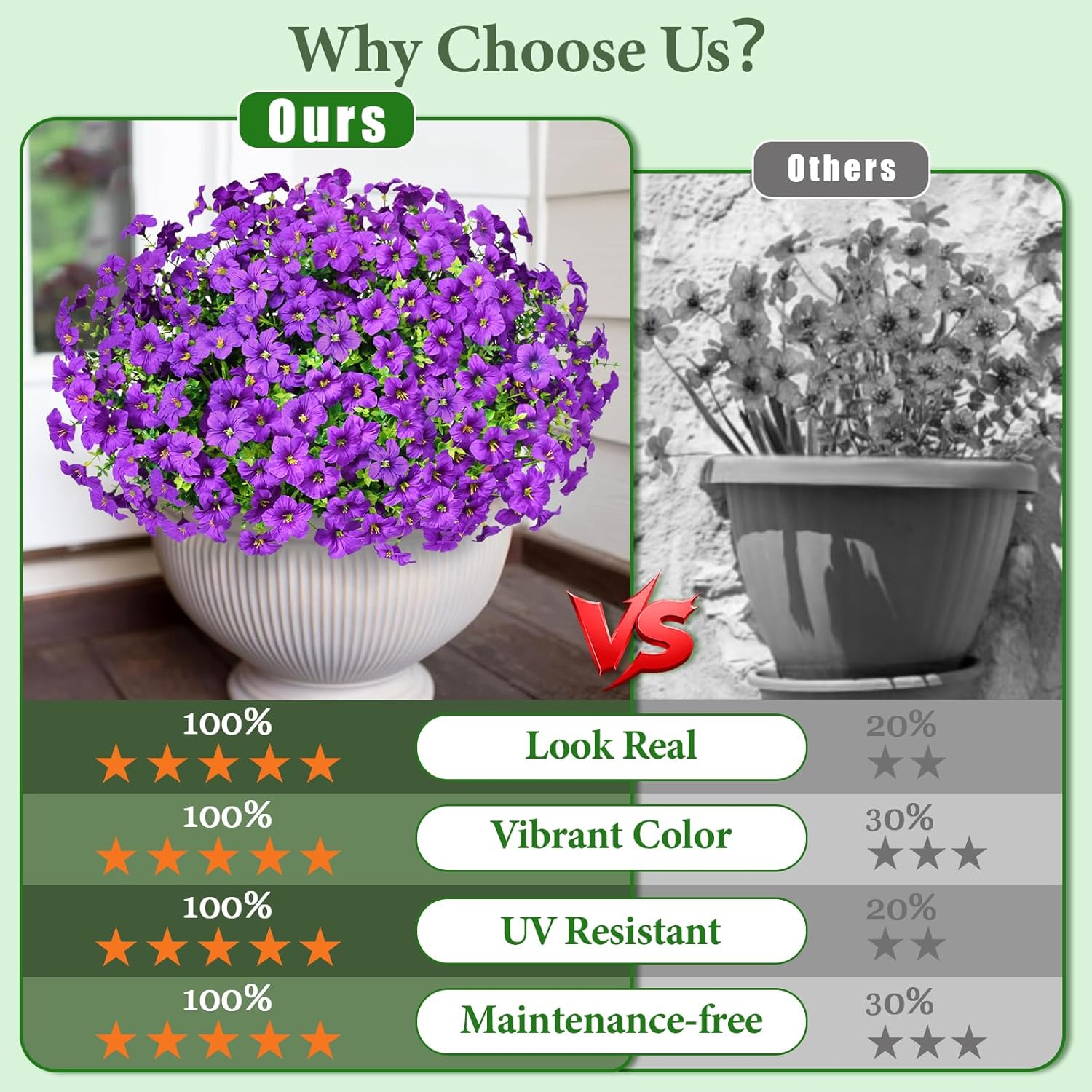 Yastouay Artificial Flowers for Outdoors, 24 Bundles Fake Outdoor Flowers, UV Resistant Artificial Flowers for Decoration, Purple Realistic Morning Glory Fake Plants for Porch Patio Garden Decor