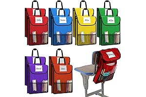 Panelee Chair Pockets - Classroom Chair Organizer, Seat Pocket with Name Tag...