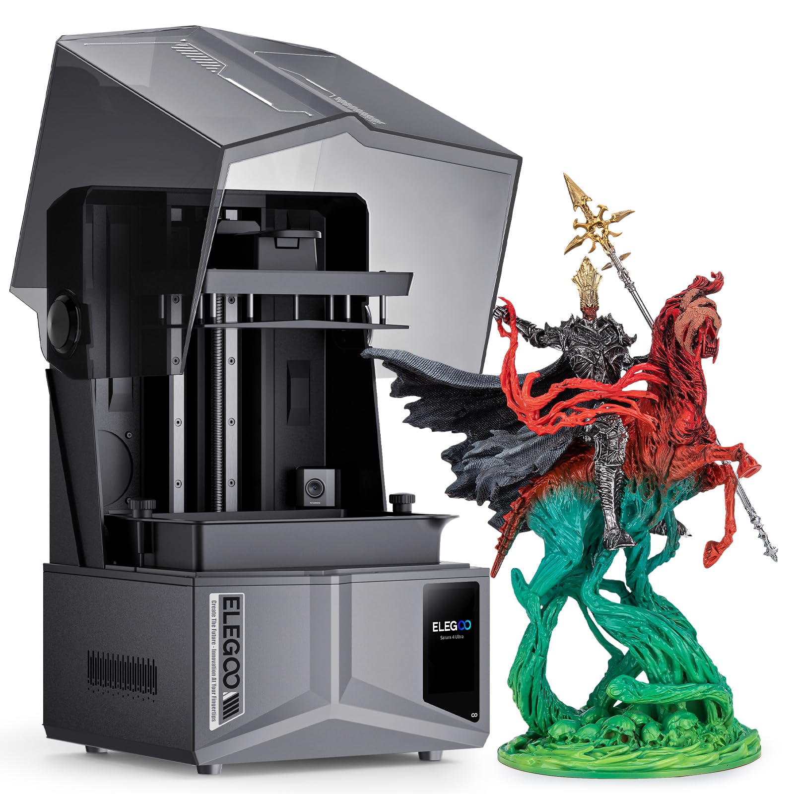 ELEGOO Saturn 4 Ultra 3D Impresora, 12K Mono LCD, 150 mm/h Alta Velocidad de Impresión, Cámara AI, Nivelación Automática, Transferencia Wi-Fi, Gran Tamaño 218,88x122,88x220 mm³