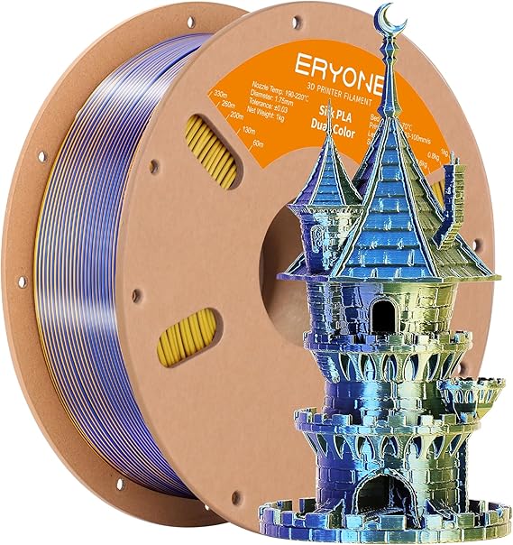ERYONE Dual (Blue/Gold), Tri-Color (Gold/Purple/Black) Silk PLA.