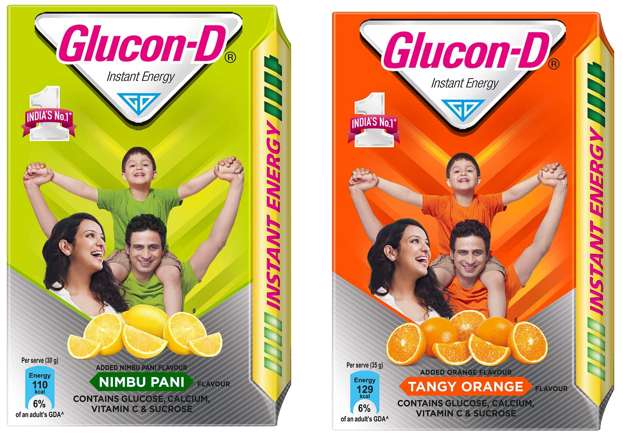Glucon-D Glucose Based Beverage Mix - 450 g Carton (Nimbu Pani) & Instant Energy Health Drink Tangy Orange - 450Gm Refill-image-11