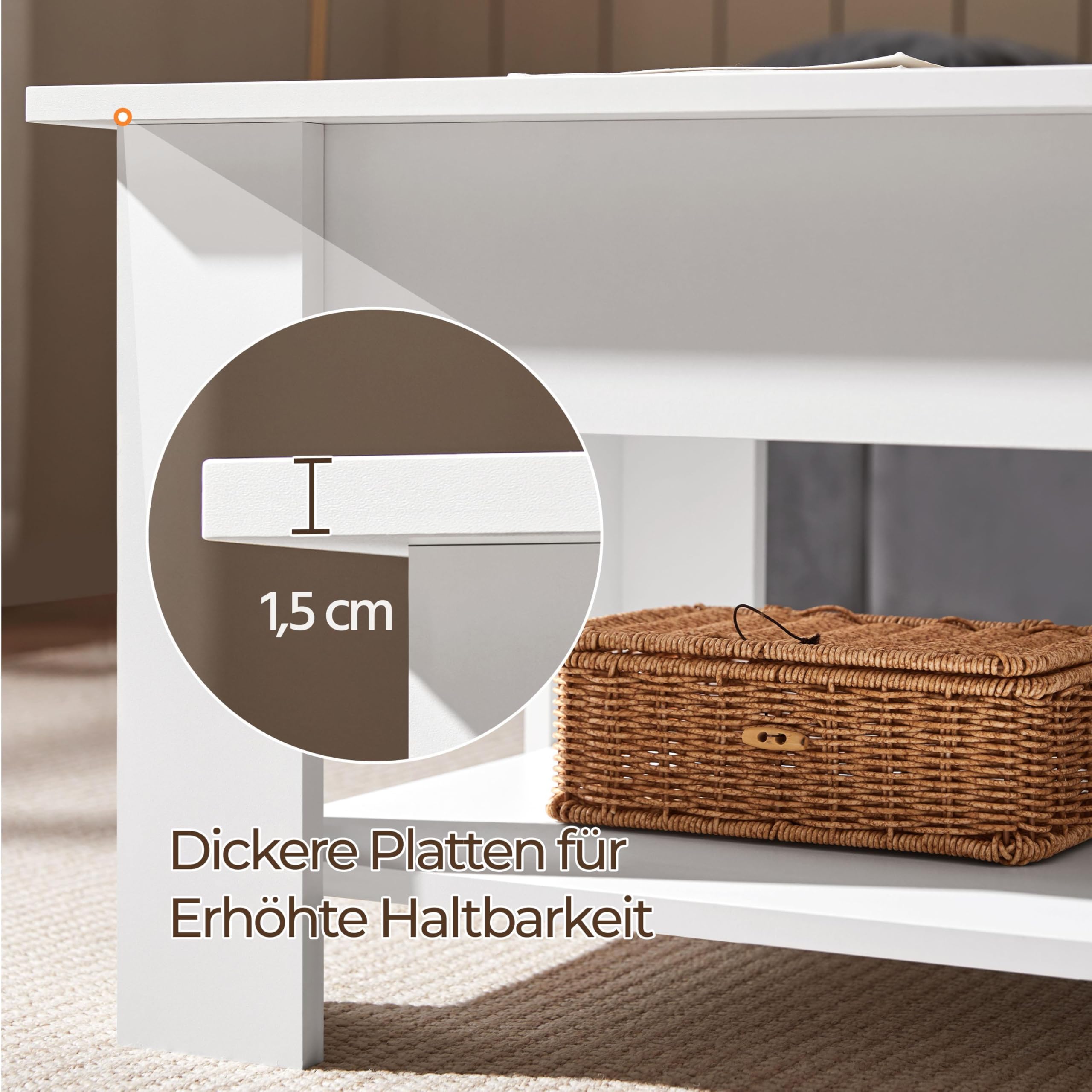 Yaheetech Couchtisch mit Höhenverstellbarer Platte Kaffeetisch ausziehbarer Wohnzimmertisch Sofatisch für Wohnzimmer, Büro, weiß