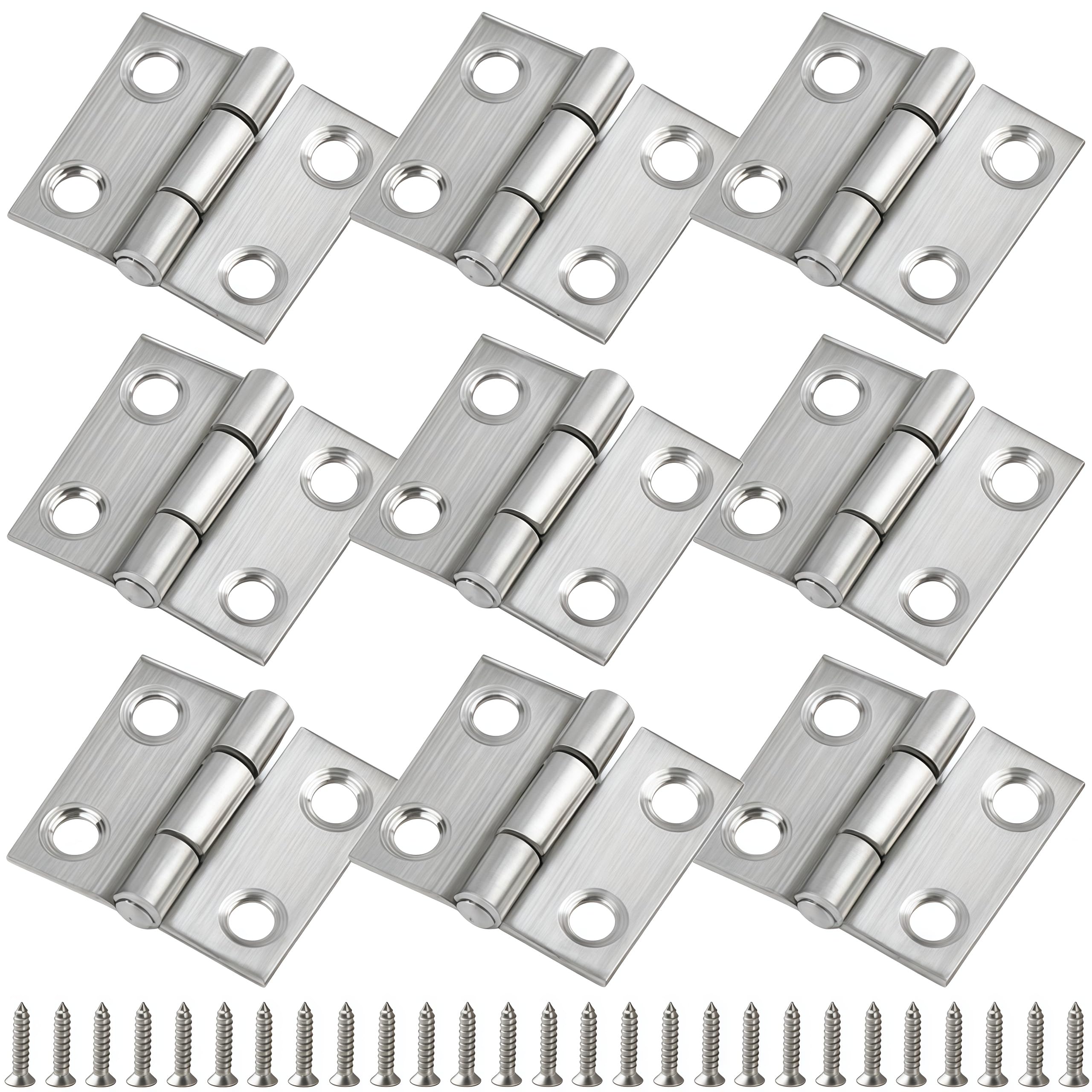 Vbnexyr Regular 9 Piece Pack Of Stainless Steel Cabinet Folding Hinges Smooth Opening And Closing Suitable For Jewelry Wooden Items And Chests 201 Stainless Steel Standard 1 Inch Model
