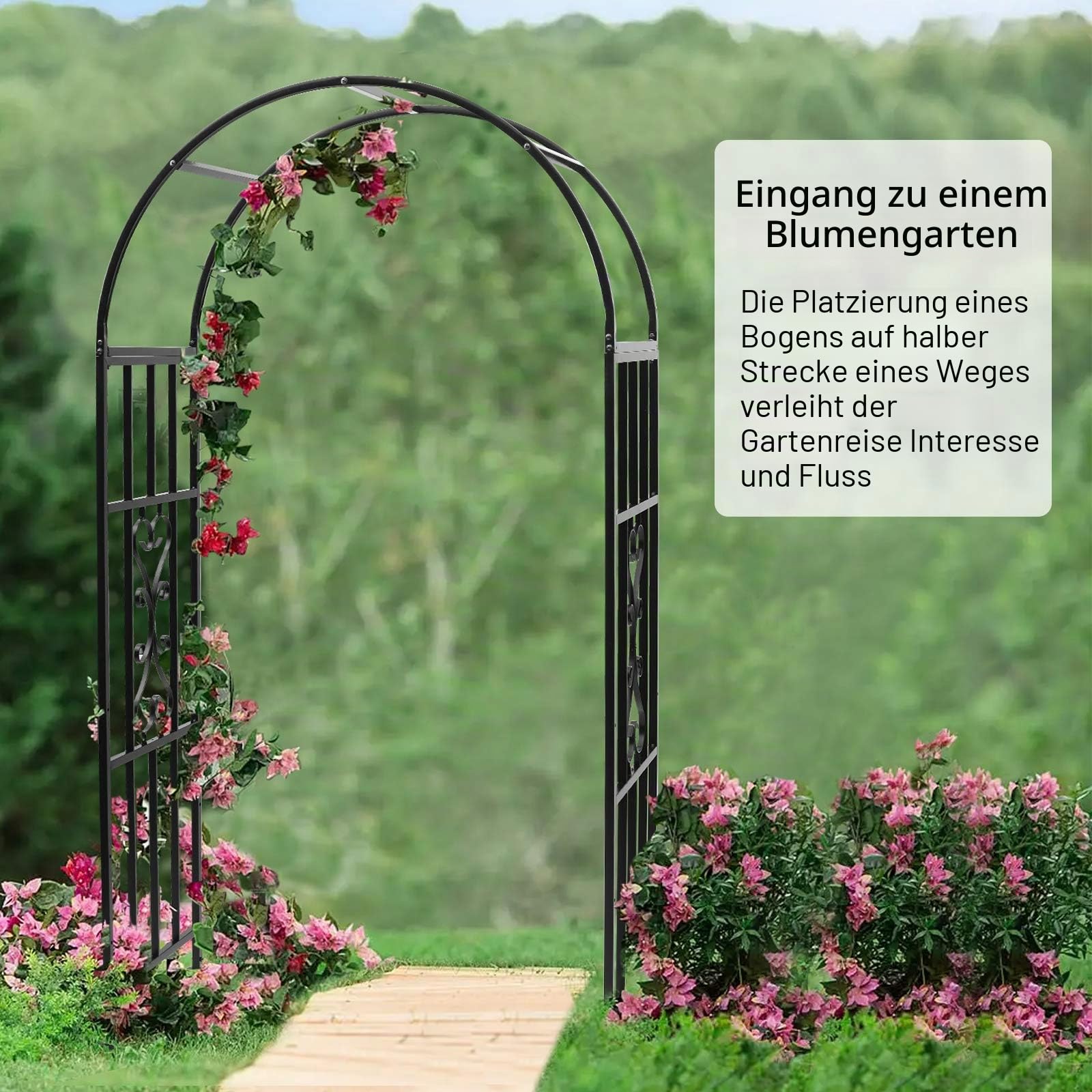 114 cm x 210 cm Rosenbögen, Gebogene Metall-Dauerhafte Eisen Rankhilfe Pflanzenständer für den Außenbereich Rosenlaubengarten Kletterpflanzen Hochzeitsbögen Zeremonie