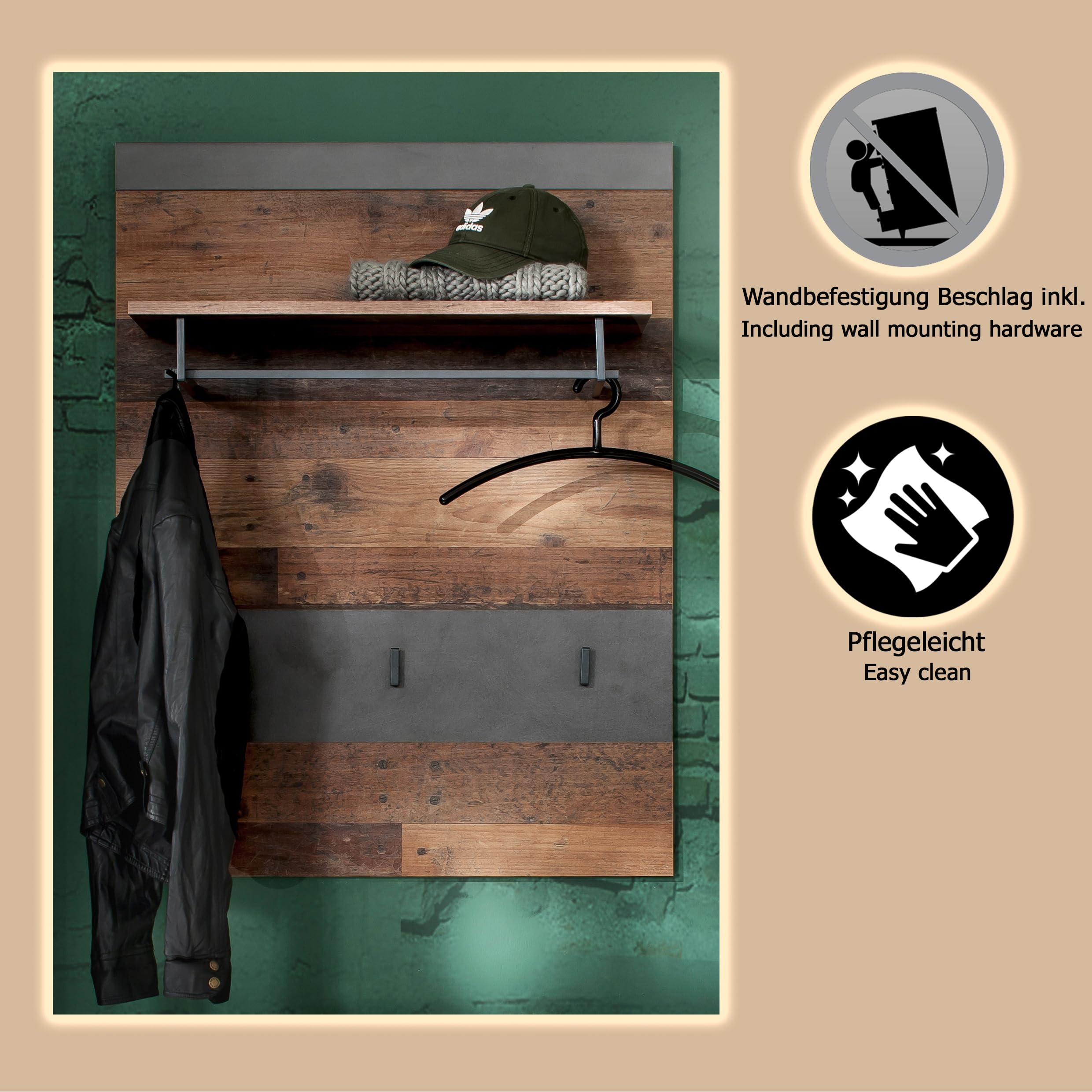 trendteam smart living IndyGD:Ko.GraphitGrauMatera-Old Wood NB, GD-Paneel Arredamenti, Taglia unica