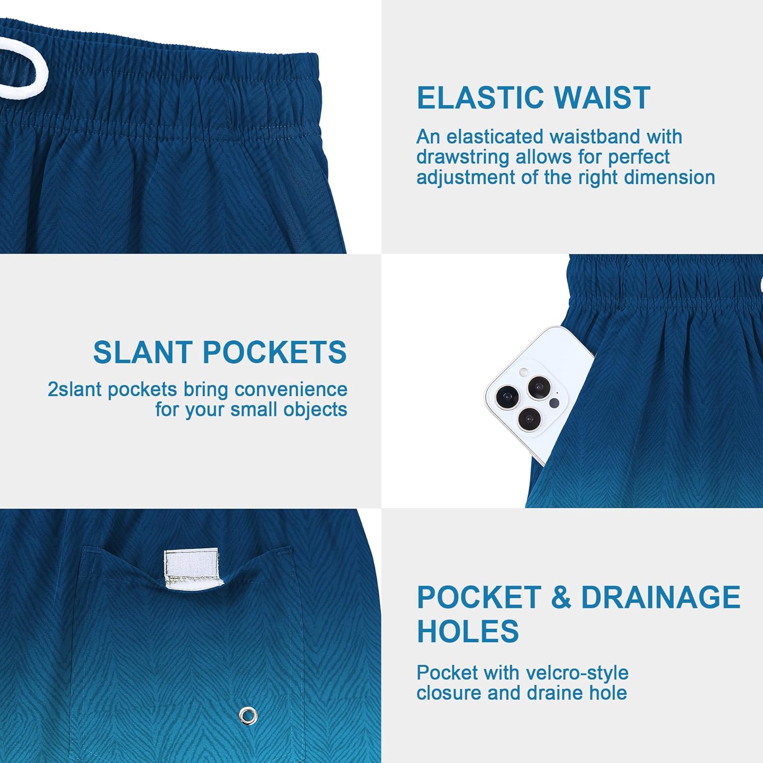 American Trends Mens Swim Trunks with Compression Liner Board Shorts for Men Quick Dry Swimsuits Bathing Suit Swimwear - Image 6