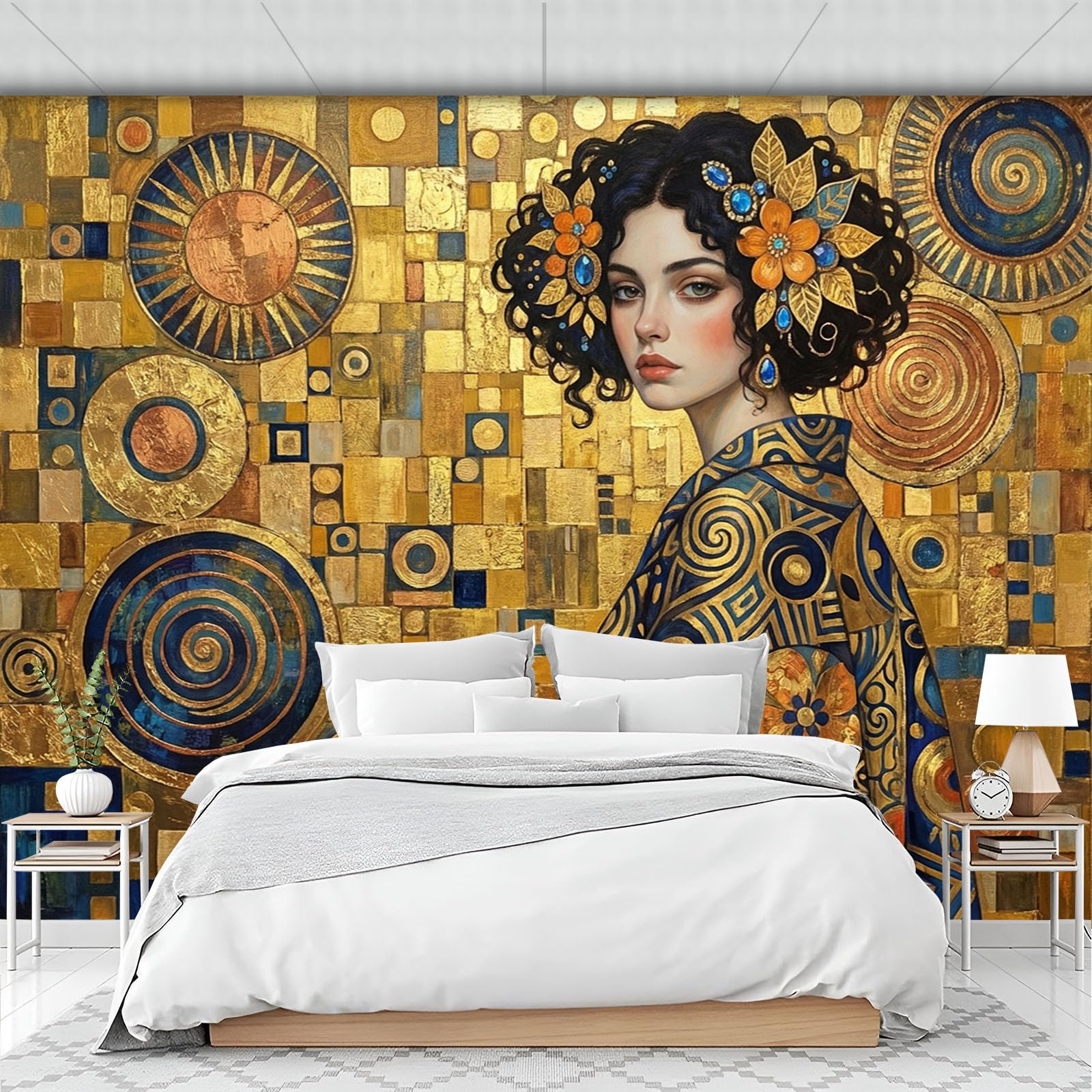 Poster mural panoramique or vert 350x256 cm pour habiller un grand mur vide