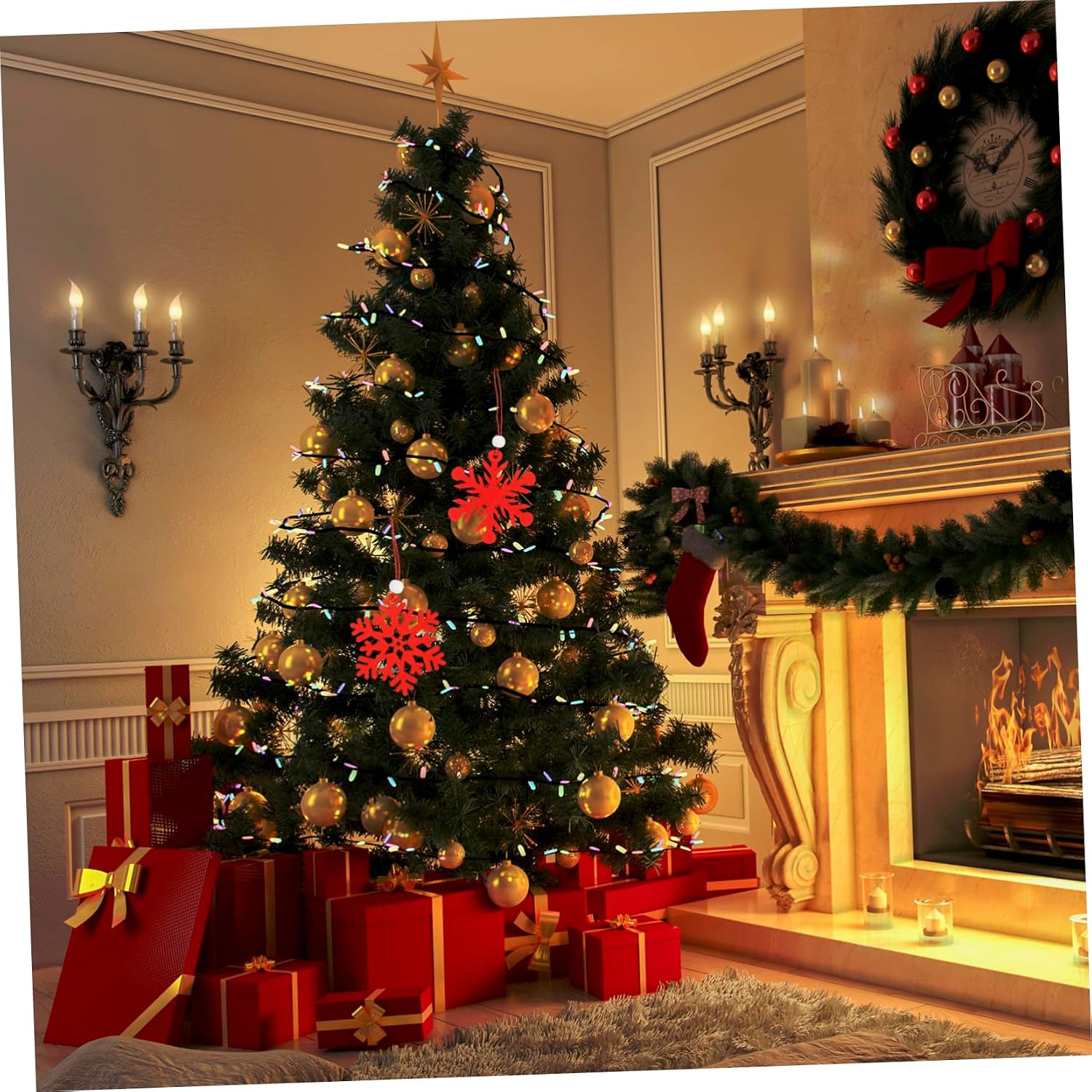 Wooden Snowflake Christmas Tree Decoration 6pcs