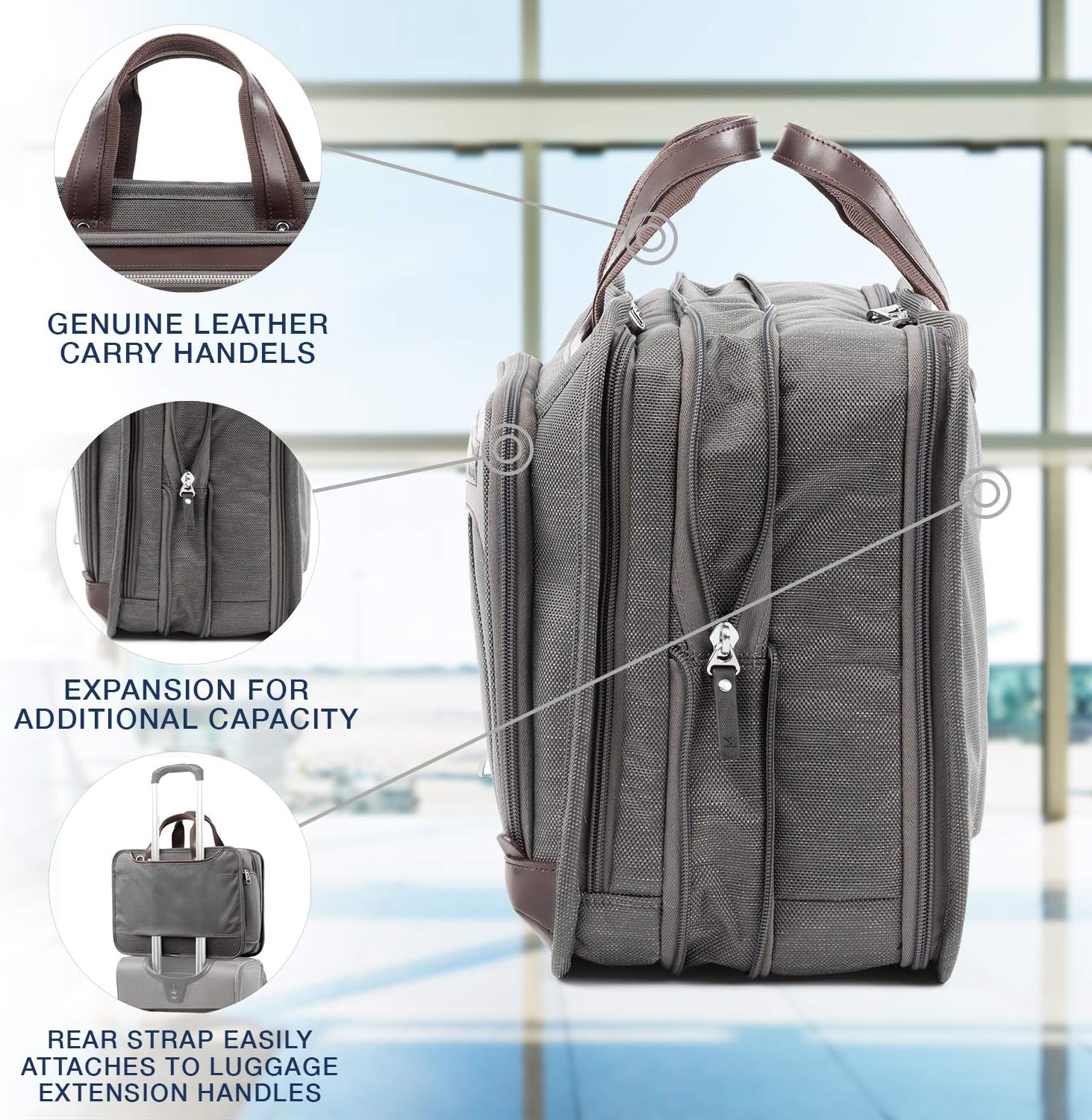  | Travelpro Platinum Elite-16-Inch Expandable Business Briefcase, Vintage Grey, 16-Inch | Briefcases