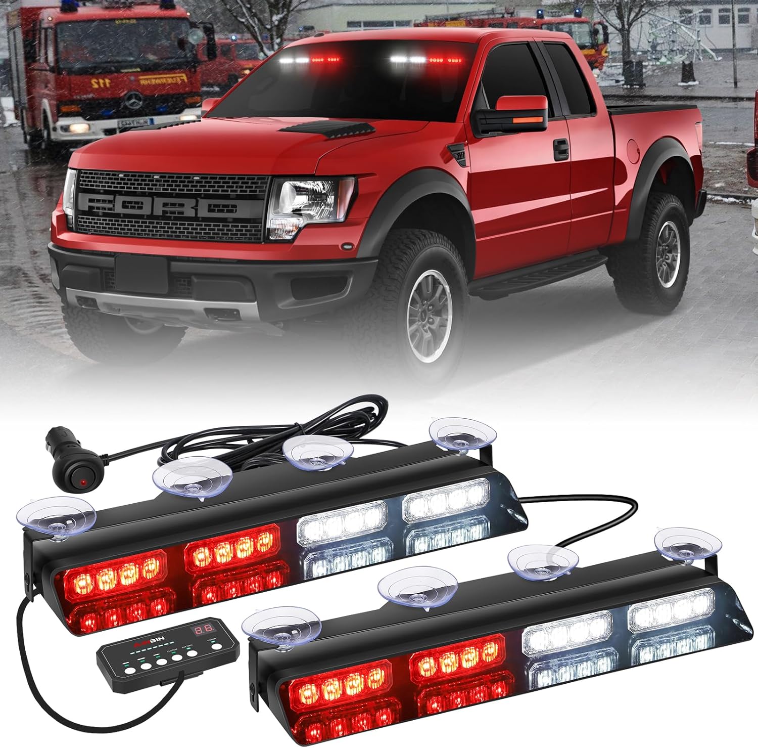 AINBIN 2 in 1 14 inch Emergency Dash Lights 32 LED Red