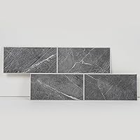 Vista 9 de Colamo Paquete de 5 azulejos de mosaico de piedra sintética de cemento gris claro para salpicaduras de cocina, calcomanías de azulejos de pared