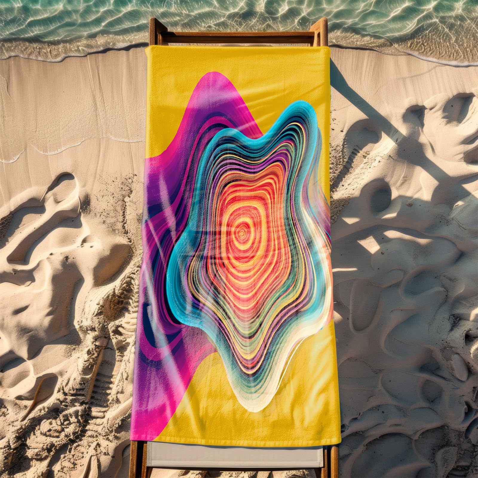 Generico Telo Mare Grande Modello Giallo Viola | Microfibra Telo Mare Antisabbia Leggero Compatto Asciugatura Rapida Assorbente Per Piscina Bagno Lavabile Fino