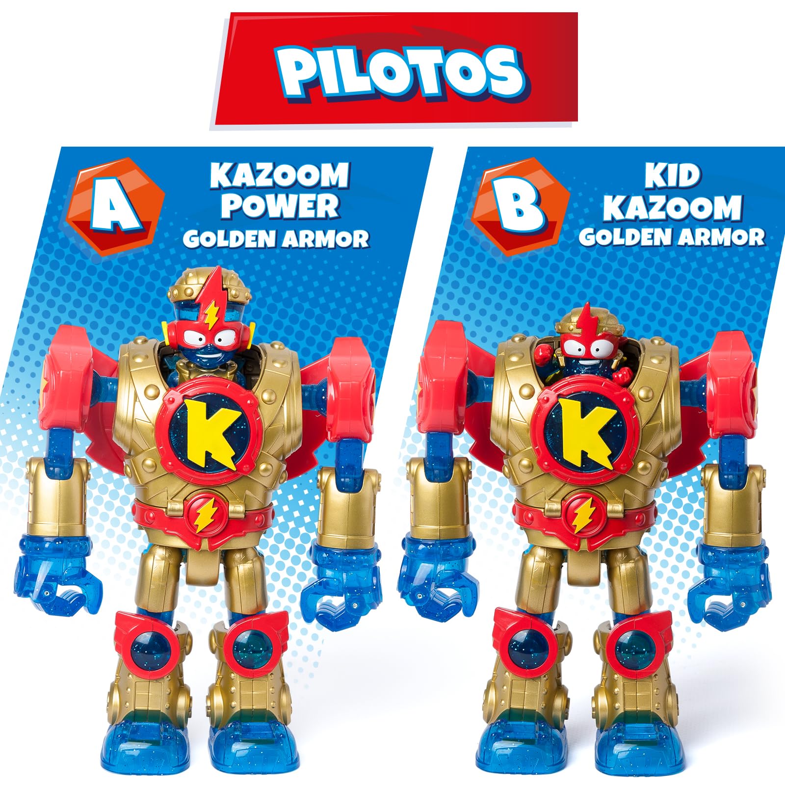 SUPERTHINGS Superbot Kazoom Power Golden Armor – Robot Kazoom Power articulado con Armadura Dorada y Accesorios de Combate. Incluye 1 Kazoom Kid y 1 SuperThing héroe exclusivos — view 4