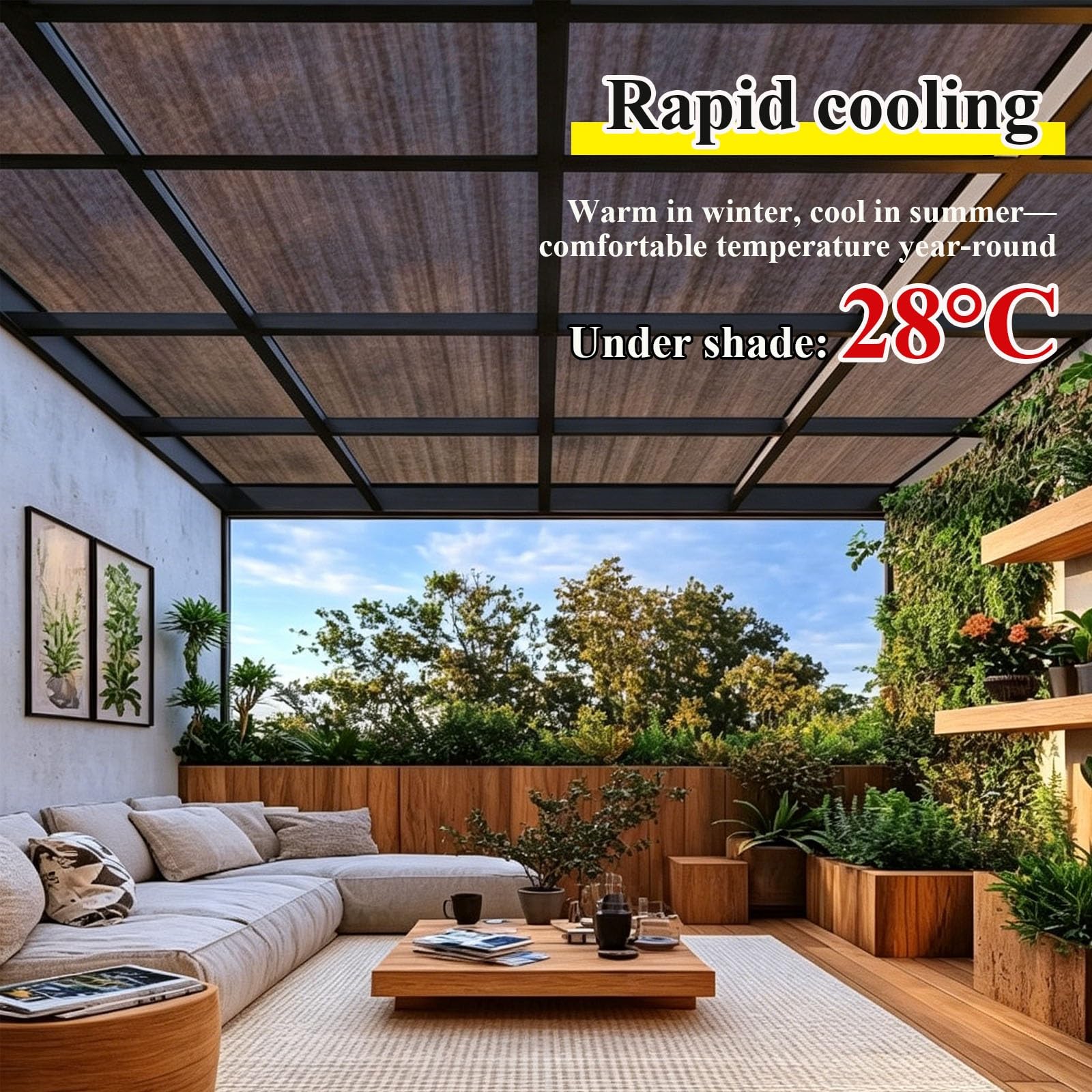 Telo Ombreggiante Marrone 95% Per Giardino Con Occhielli, Rete Parasole Resistente E Traspirante Per Patio, Balcone Ed Eventi All’aperto(12x12ft)