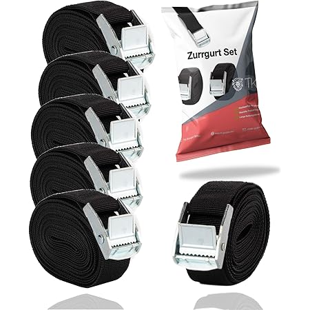 TK Gruppe Timo Klingler 6X Zurrgurte 250 cm mit Klemmschloss Befestigungsgurt zur Befestigung mit Spanngurte bei Transport, Camping, Ladungssicherung