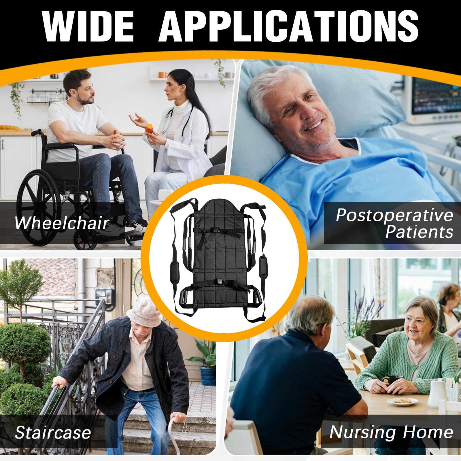 BRGD Foglio di Trasferimento per Pazienti, Tracolle per Ascensore Scale con Chiusura a Cerniera per Persone con Disabilità, Anziani e Infortunati può Essere Disteso in Posizione Piana