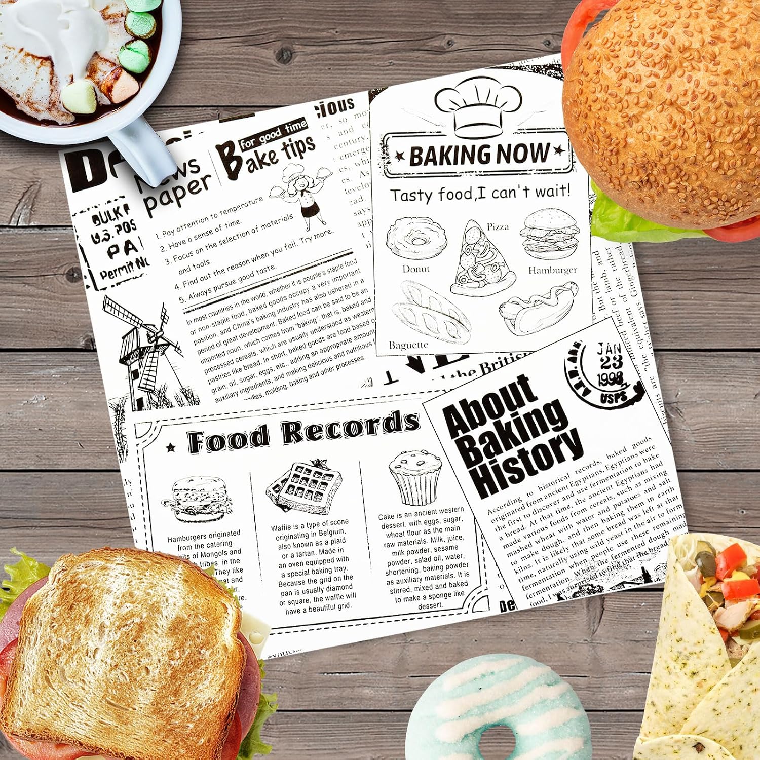 Premium Deli Paper 10"x10"- 200 Pk - Sandwich Wrapping Greaseproof Paper Sheets, Bread/Rolls Deli Paper Liners, Baskets Lining Wrappers for Fish & Chips or Burger & Fries image 3