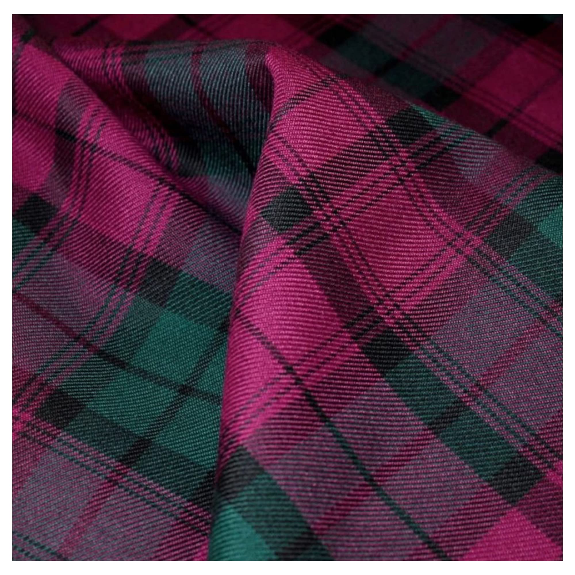 Fabrics King Online Lindsay Scottish Fashion Tartan Plaid Check Polyviscose Woven Fabric, Craft & Dress 58" | 145Cm Wide | Decoration, Kilt, Skirt, Bridal Material | Sold By The Metre (Lindsay)