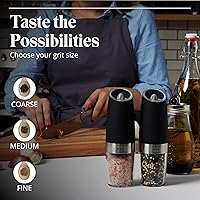 Vista 4 de Willow & Everett Juego de molinillo eléctrico de sal y pimienta, funciona con pilas, salero y pimentero automático, molinillo de sal y pimienta