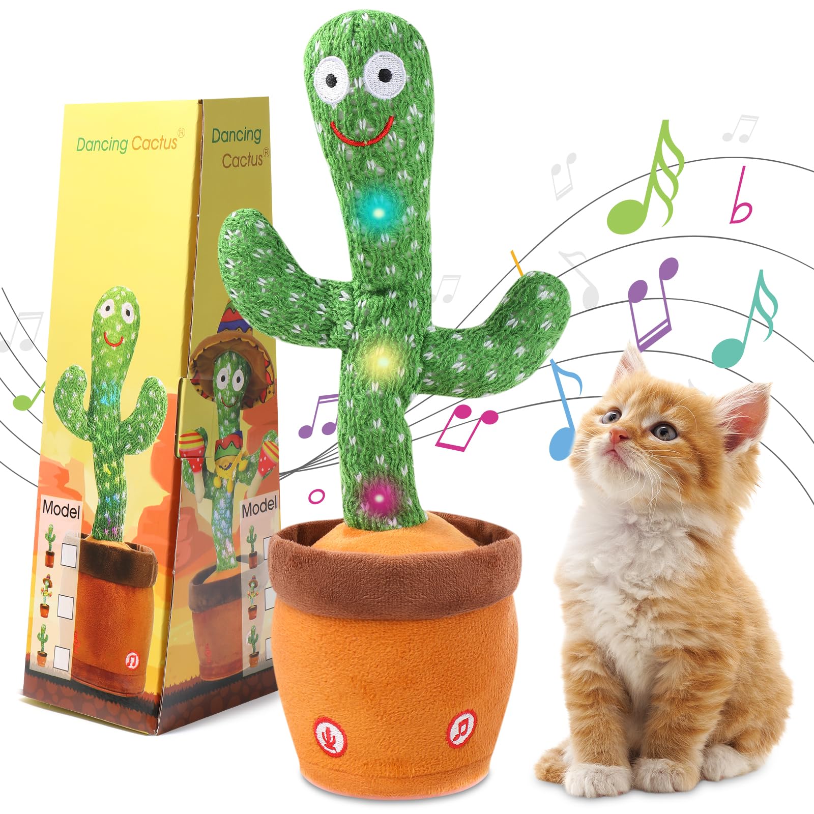 LUKETURE Dancing Talking Cactus Toy for Babies & Toddlers - 120 English Songs, Singing Mimicking Recording Repeating, Educational Sensory Music Toy | Kids Birthday/Children’s Day Gift for Boys & Girls