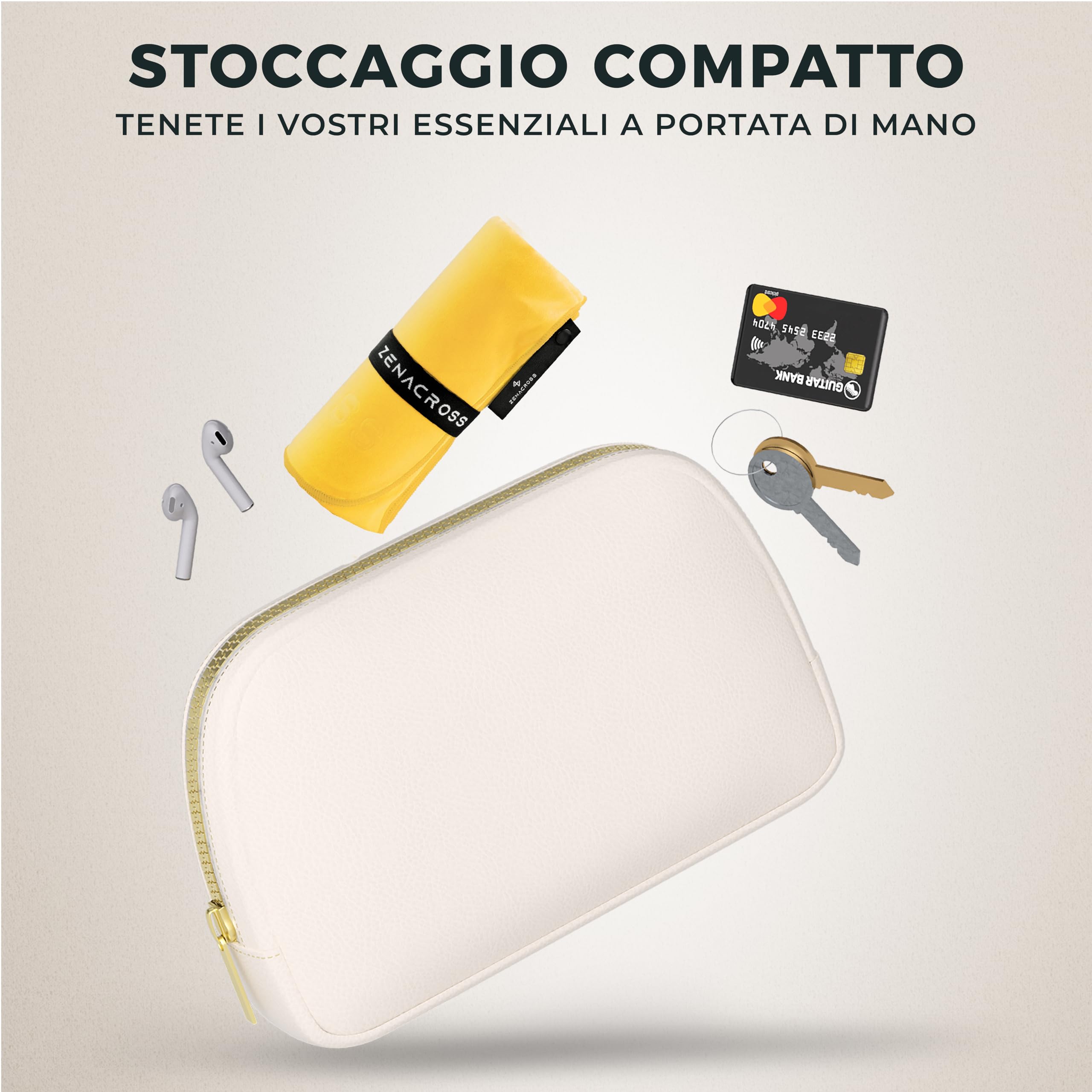 Zenacross Asciugamano Palestra 50x30cm - Asciugamano Microfibra a Rapida Asciugatura e Versatile - Telo Palestra Taglie S - Giallo