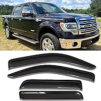 JUUCELY Tape-On Window Visors Rain Guards for 2009-2014 Ford F-150 SuperCrew Cab - Vent Deflectors Sun Shades 4PCS