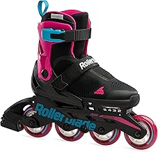 Rollerblade Microblade Free 3WD Kid's Size Adjustable Inline Skate, Black and Pink, High Performance Inline Skates