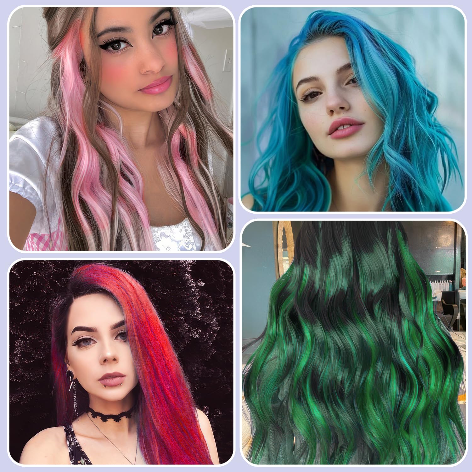 12 Pcs 22-Inch Colored Clip-In Hair Extensions, Vibrant Synthetic Hair Accessories for Kids and Women, 12Pcs (Colored) - Image 4