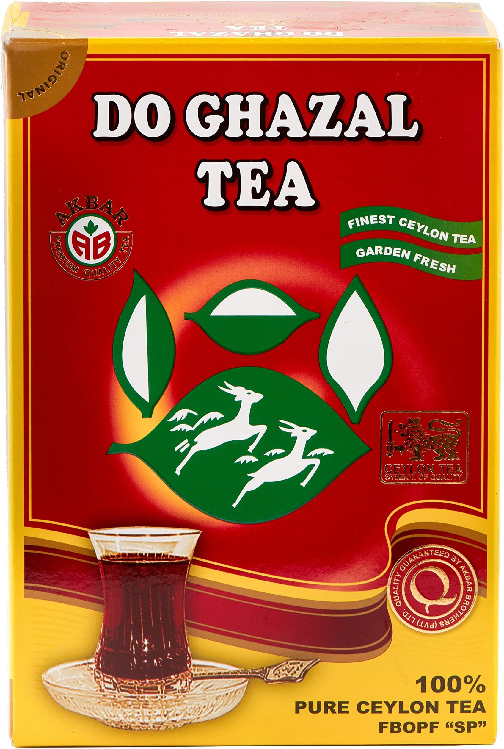 Do Ghazal Pure Ceylon Tea - 16oz (454g) Authentic Black Loose Tea Leaves from Sri Lanka's Lower Districts - Finest Broken Orange Pekoe Fanning (FBOPF) Tea Grade - Rich Flavor and Aroma in BPA-Free Box