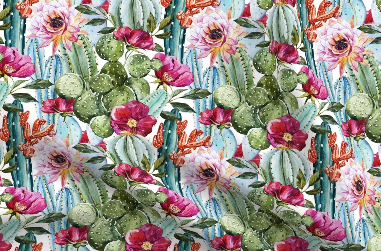 Spoonflower Fabric - Watercolor Succulents Cactus Desert Printed on Minky Fabric by The Yard - Sewing Baby Blankets Quilt Backing Plush