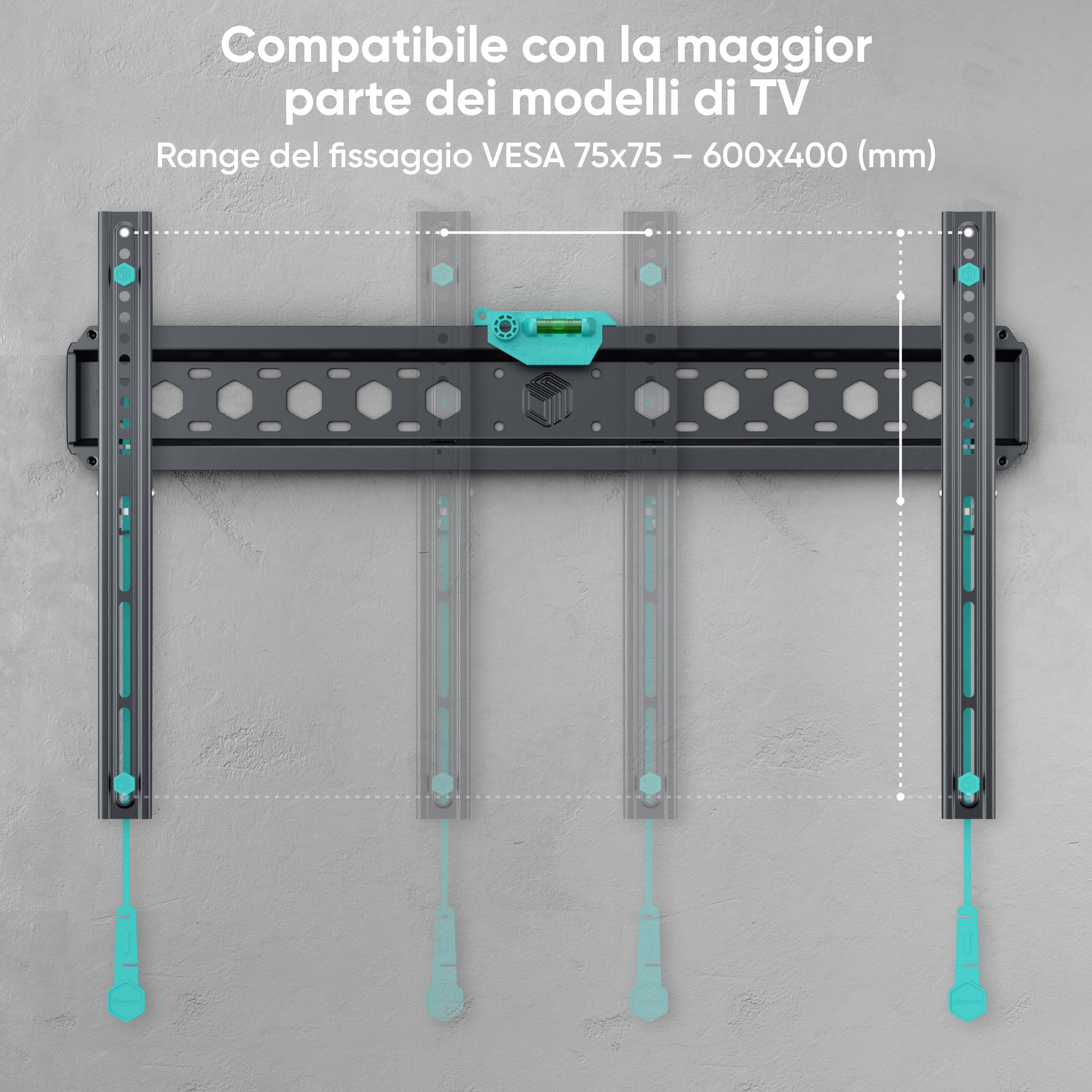 ONKRON Supporto TV Parete Fisso 43-85 pollici VESA 75x75-600x400 mm Carico 68,2 kg Nero