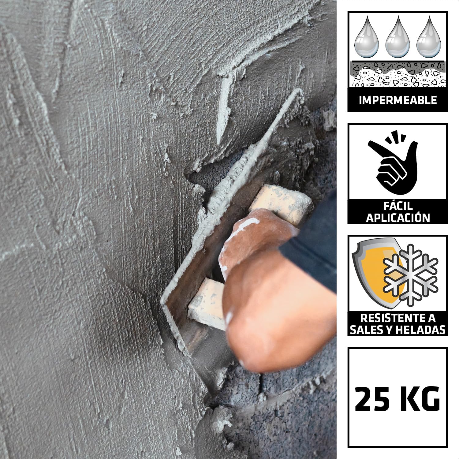 SIKA - Mortero impermeabilizante - SikaMonoTop-107 Plus ES - Gris - Uso en interior y exterior - Hormigón, mortero, piedra y fibrocemento - 25 kg