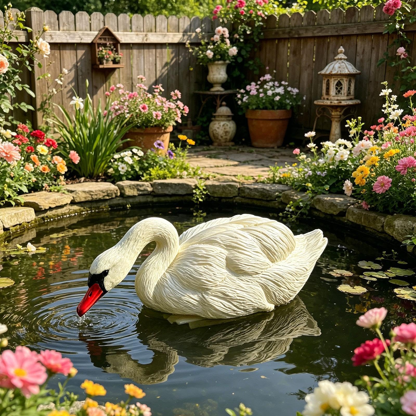 kowaku Figurine de Cygne Flottante pour Bassin de Jardin, Aquarium Ou Piscine
