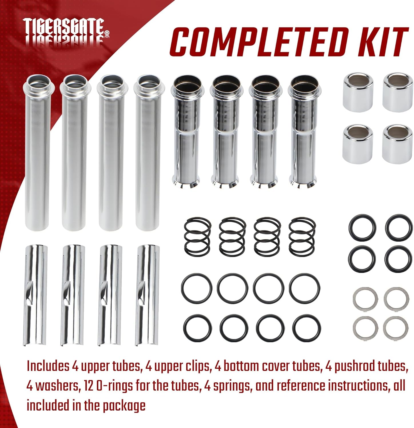 EVO Pushrods Covers Kit for 1984-1999 Harley Evolution Softail, Dyna, FXR, and Touring Bikes, Chrome