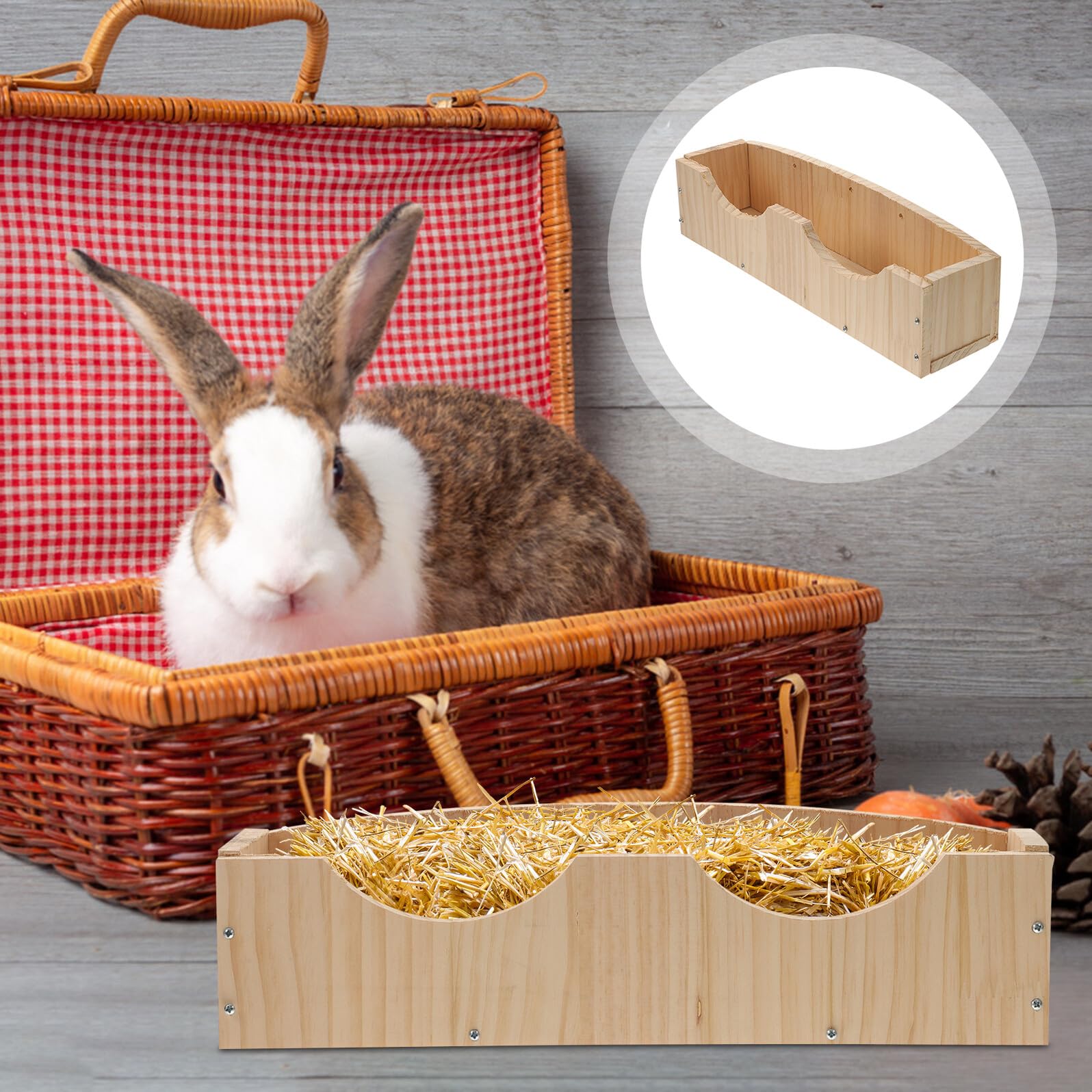 Toyvian Holz Futternapf mit Fixator für Meerschweinchen und Kleine Tiere Leichter Zugang Stabiler Hamsterbehälter in Khaki für Einfachen Gebrauch im Tierbedarf