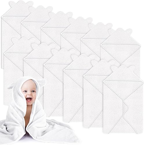 Peryiter 12 toallas con capucha para bebé, acogedoras y absorbentes, toallas de baño de vellón coral para niños, manta de baño con orejas suaves