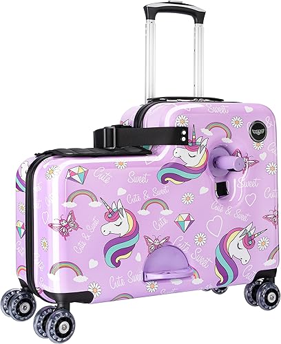 Miniatura 8 de Younglingz Lil Flyer - Maleta para niños de 20 pulgadas Glam Carcasa dura ruedas giratorias