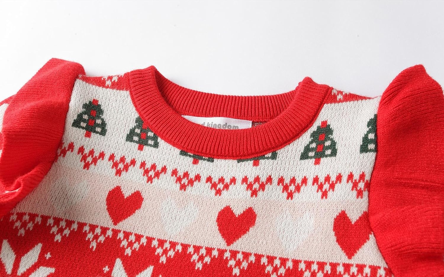 Mud Kingdom Girls Sweater Dress Knit Long Sleeve Ruffle Dress - Image 3