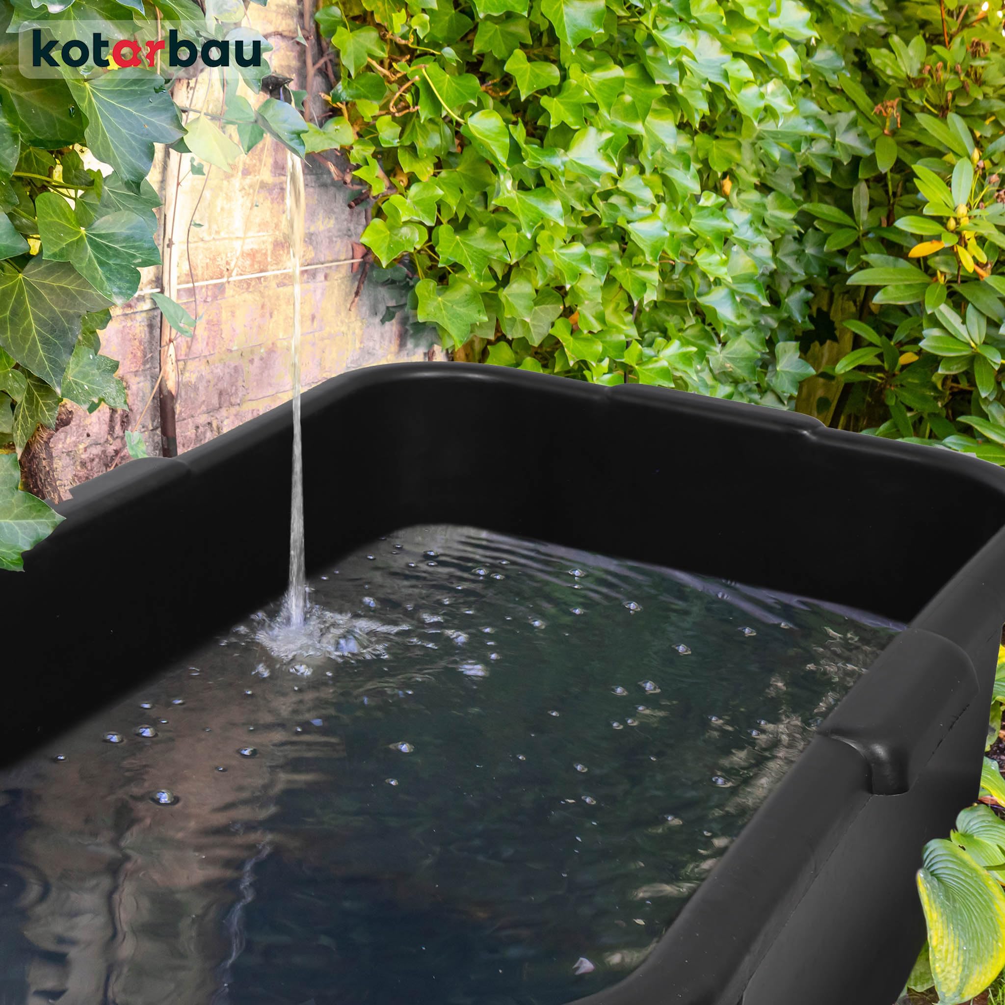 KOTARBAU® Bac à mortier rectangulaire en plastique noir - 85 l - 60 x 40 x 30 cm