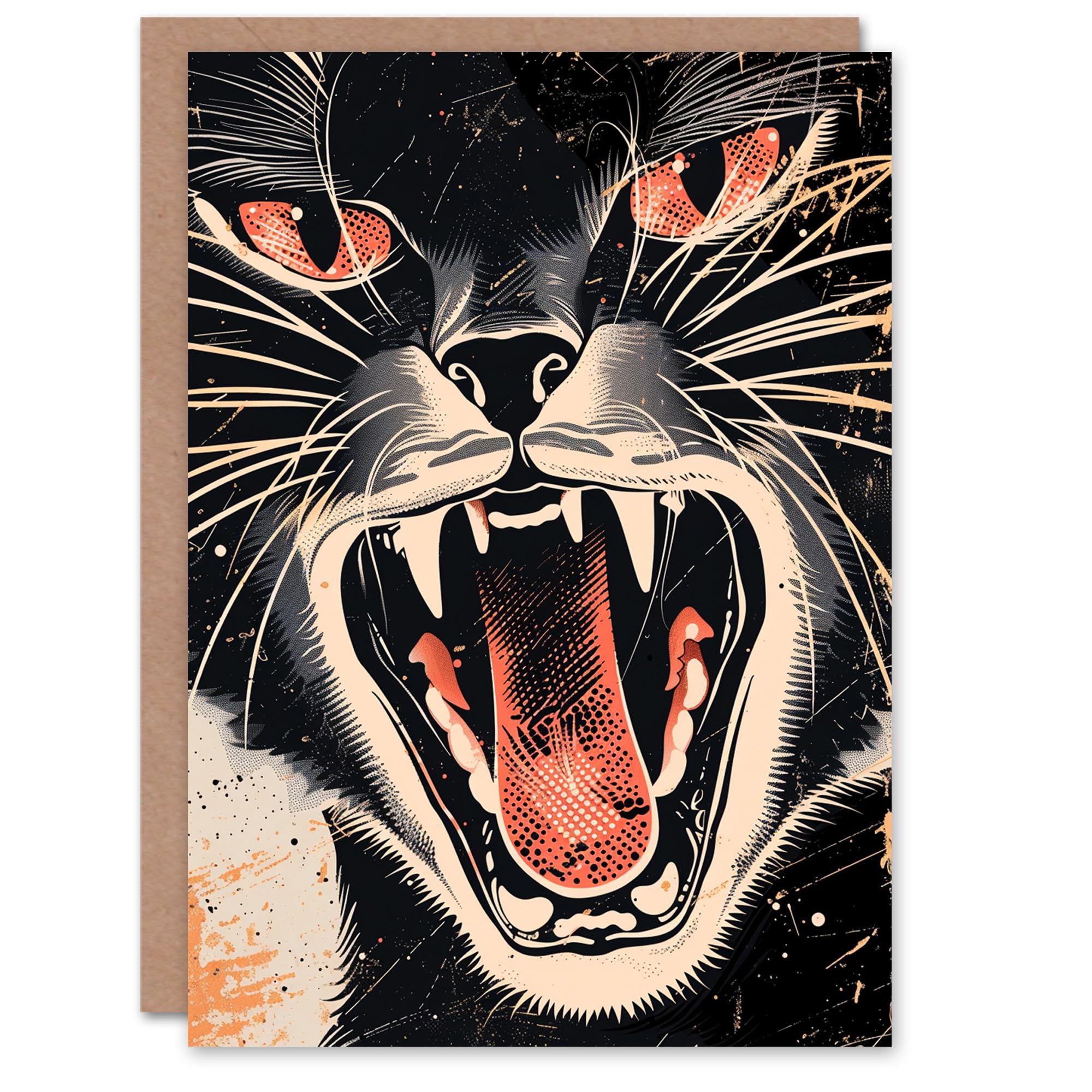 Artery8 Men's Birthday Card Cat Lover Angry Panther Roar Comic Book Style