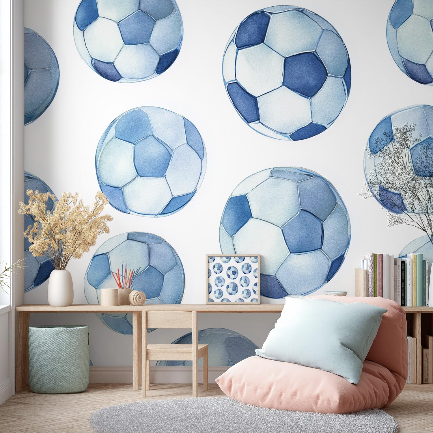 Tapeta 3D świeża, sportowa, kreskówkowa, 315 x 215 cm, mural ścienny, piłka nożna, minimalistyczna tapeta mural do sypialni, przedszkola, malowniczego ogrodu, wisząca ściana