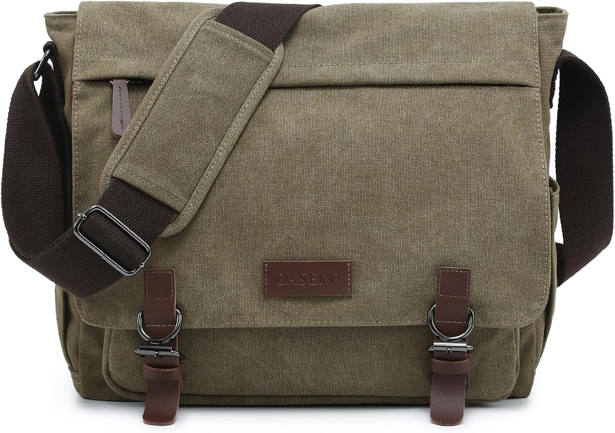 Bandolera mensajero grande de lona Vintage, bolso cruzado de viaje, maletín, bolso de negocios para ordenador portátil de 15 pulgadas