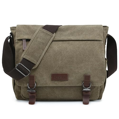 Large Vintage Canvas Messenger Shoulder Bag Travel Crossbody Purse Briefcase Business Bag for 15inch Laptop