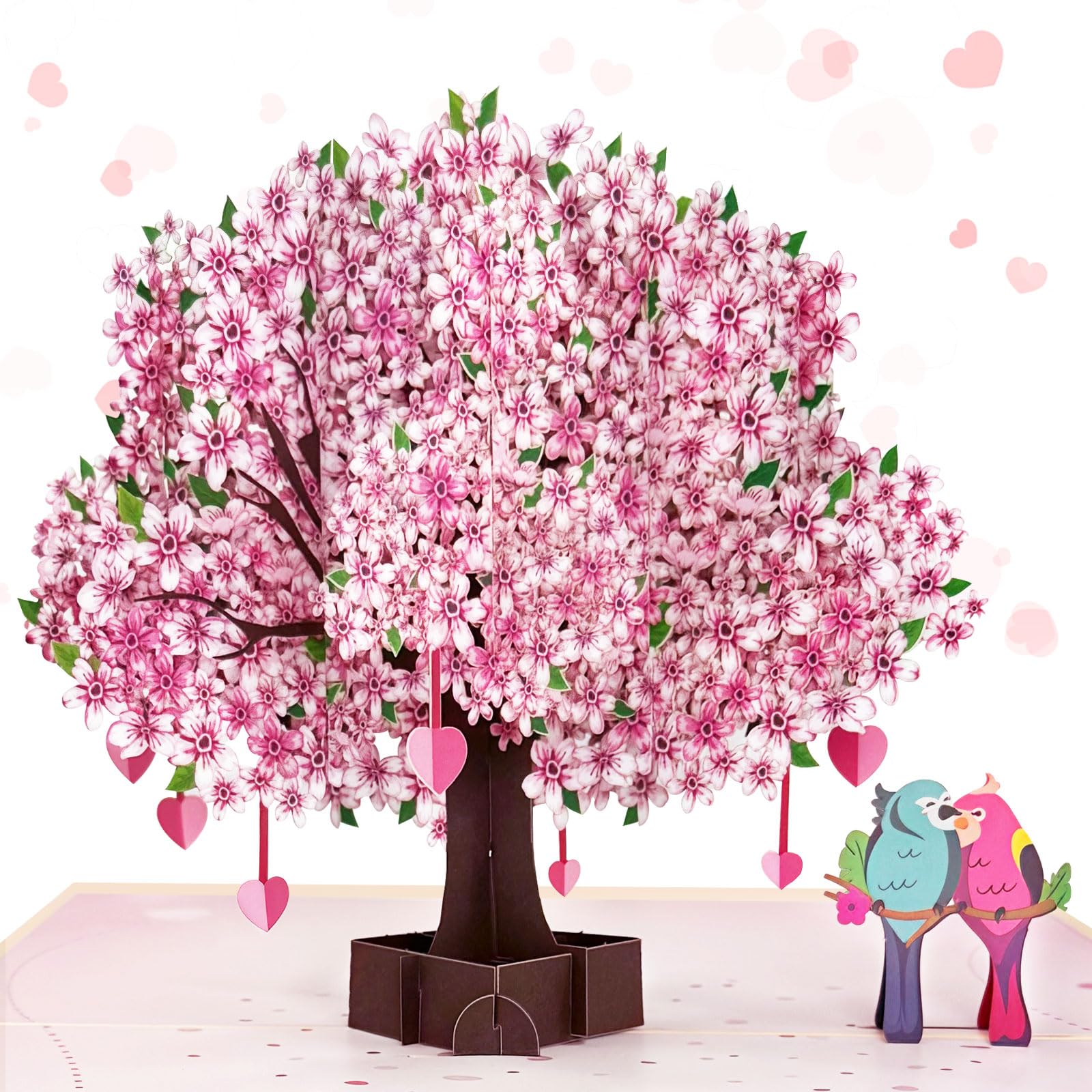 Hierein Pop Up Karte Hochzeit, 3D Kirschblütenbaum Hochzeitskarte | Hochzeitsgeschenk Verlobungsgeschenk für Hochzeitstag Jahrestag Valentinstag, Pop Up Geburtstagskarte für Frau Mama Freundin
