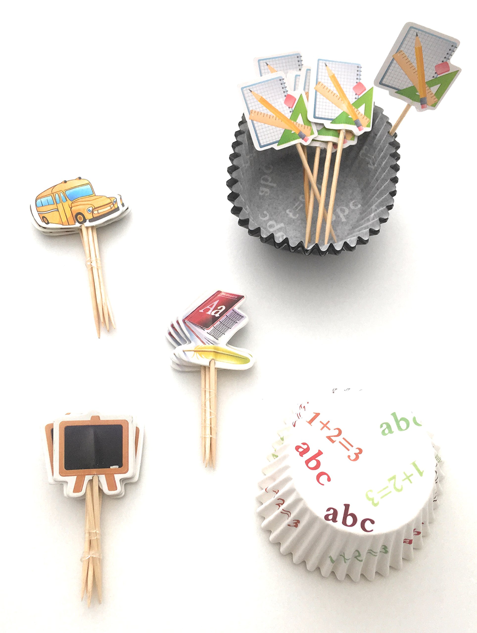 Muffin Deko Set „Schule“ – 48 Teile Mit Förmchen & Toppern Für Einschulung & Schulfeste