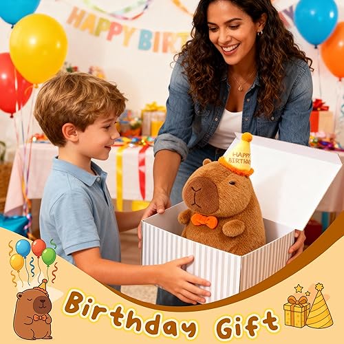 Miniatura 17 de Capybara - Lindos animales de peluche Capybara de 9.8 pulgadas con mochila de tortuga, juguetes de peluche Kawaii Capibara para niños, roedores