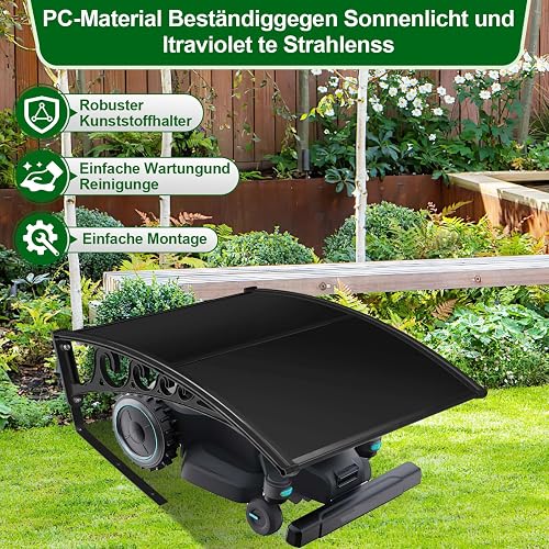 Izrielar Robotic Lawnmower Garage, Roof Carport for Lawnmower, Robotic Lawnmower, Roof, 106 x 87 x 50 cm, Lawn Robot Garage, Garage for Robotic Lawnmower, UV Protection Garage Canopy, Black - 4